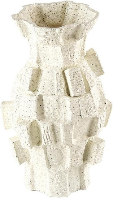 Wabi-Sabi Designer Blumenvase aus Keramik in Weiß mit organischem Muster für Wohnzimmer und Arbeitszimmer, Höhe: 35,0 cm, Breite: 25,0 cm, Tiefe: 25,0 cm - Bild 1