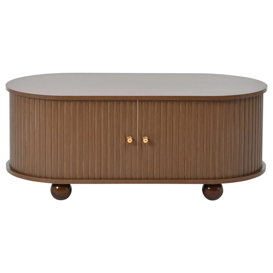 okwish Couchtisch mit Stauraum und 360 Grad Schiebetüren in Braun, B/T/H: 100 x 50 x 40 cm - Bild 2