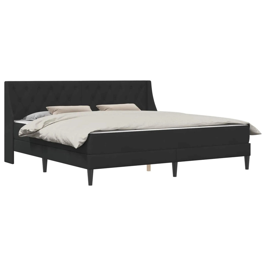 vidaXL Bettgestell mit Matratze aus Samt in Schwarz, 2-teiliges Set, B/T/H: 200 x 200 x 204 cm - Bild 2