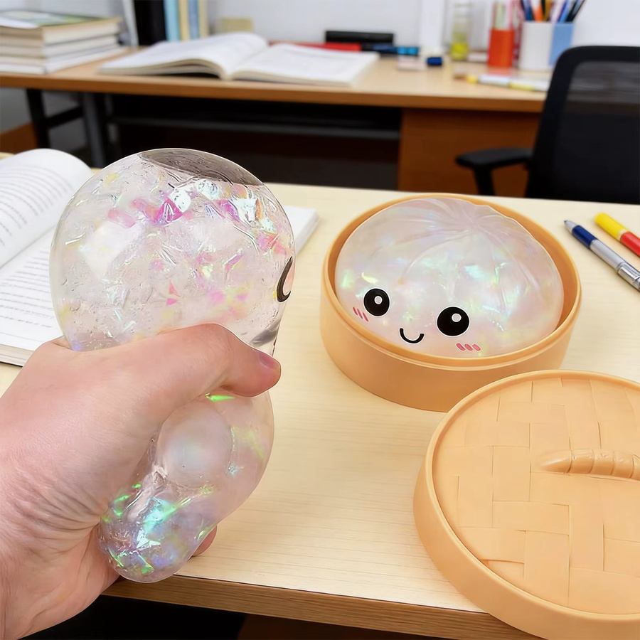 alloet Glitzernder Brötchen-Dampfgarer, dehnbares Schreibtischspielzeug, Quetsch-Teigball - Bild 4