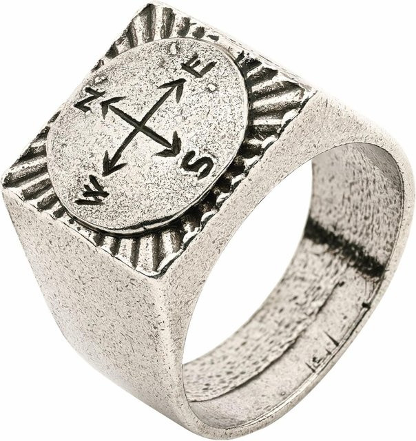 XXL Hardwear Kompass-Ring, Silber, Herren, Vintage - Bild 1