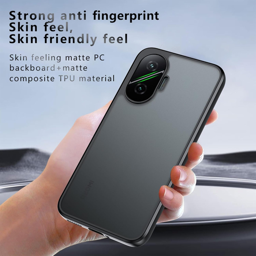 Stoßfeste Xiaomi Poco F7 Handyhülle mit mattiertem Gehäuse und Hautgefühl in Schwarz und Transparent - Bild 2