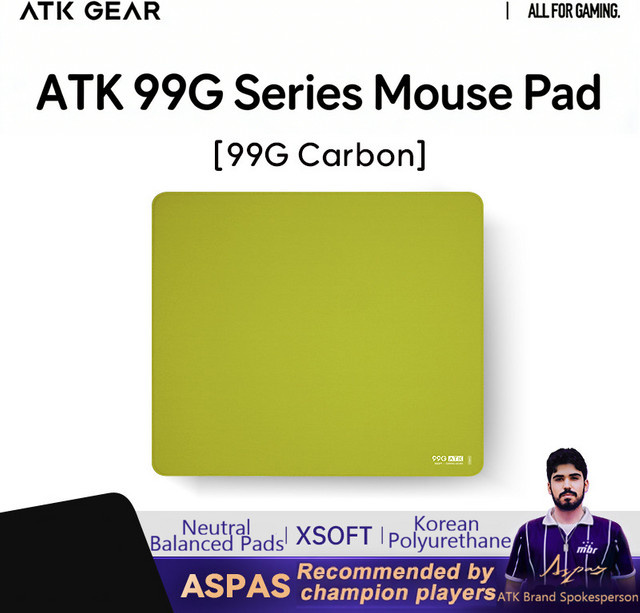 ATK 99G Air Xsoft Esports Mauspad in Grün, rutschfeste und ausgewogene Gaming-Matte mit genähtem Rand für PC-Gamer - Bild 1