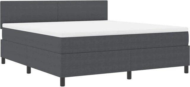 vidaXL Boxspringbett aus Cordstoff in Dunkelgrau und Weiß mit Taschenfederkern, B/T/H: 180 x 200 x 280 cm - Bild 1