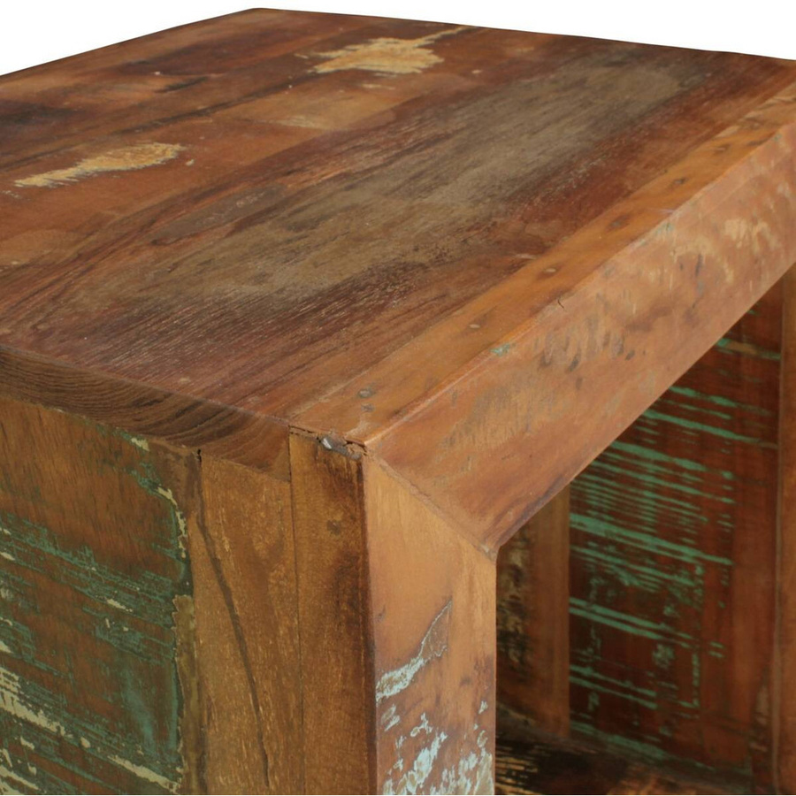 Beistelltisch KALKUTTA von Wohnling aus recyceltem Mango Massivholz in Braun im Shabby Chic Design B/H/T: 45 x 45 x 35 cm - Bild 4