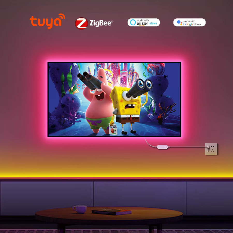 Rybakov ZigBee COB LED Streifen RGBWW mit Controller, Smart Tuya & Alexa kompatibel, USB 5V dimmbar, Multicolour Neon Band für Schlafzimmer und Dekoration - Bild 5