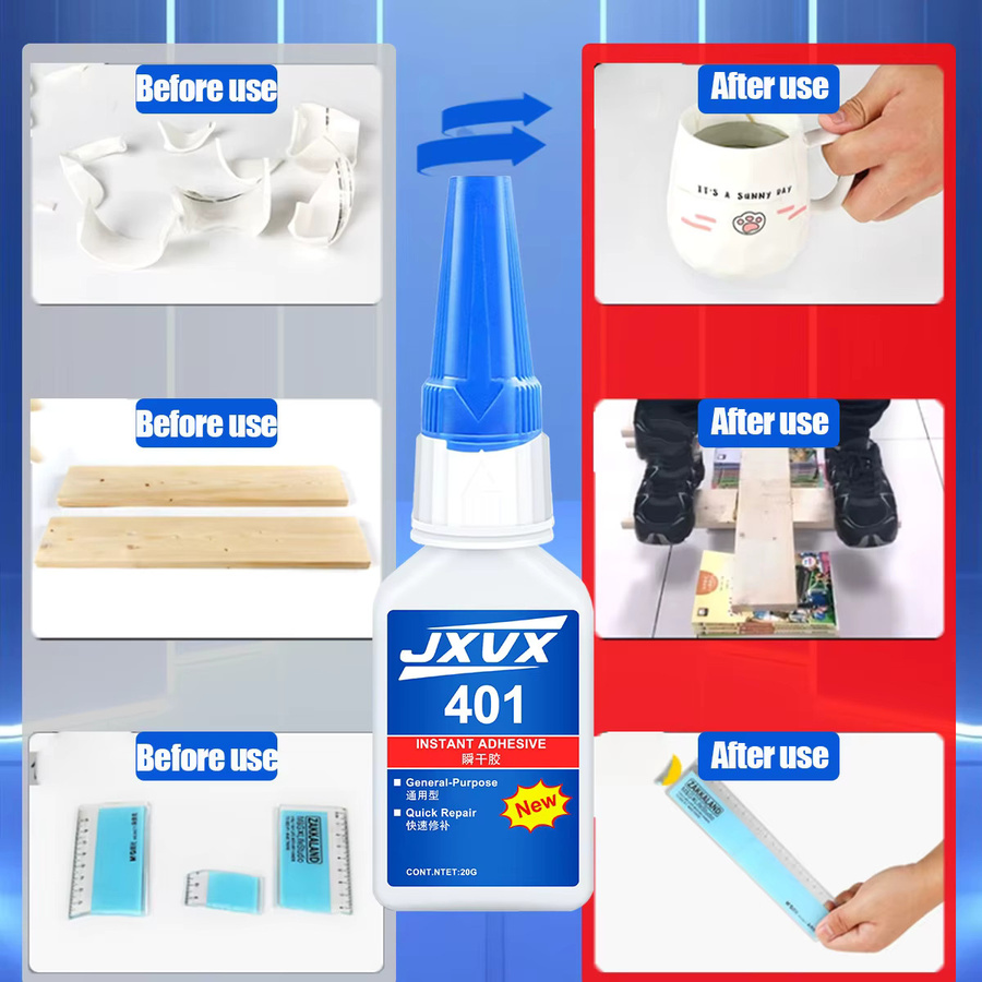 YZAN 401/480 Allzweck-Sekundenkleber Pro Kit – Starker CA-Klebstoff mit verstopfungsfreier Kappe und Präzisionsspitzen, 20 g - Bild 2