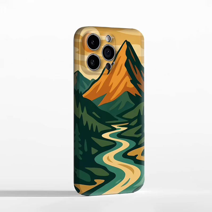 Mountain River Doppelschichtige Rückseiten-Handyhülle für iPhone 18 17 16 15 14 13 12 Pro Max Plus in Multicolour - Bild 2
