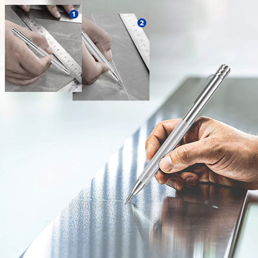 4 Stück Hands DIY Metall-Scribe-Werkzeug Set mit Wolframstahlspitze und Magnet in Silber inklusive 20 Ersatzmarkierungsspitzen aus Edelstahl - Bild 2