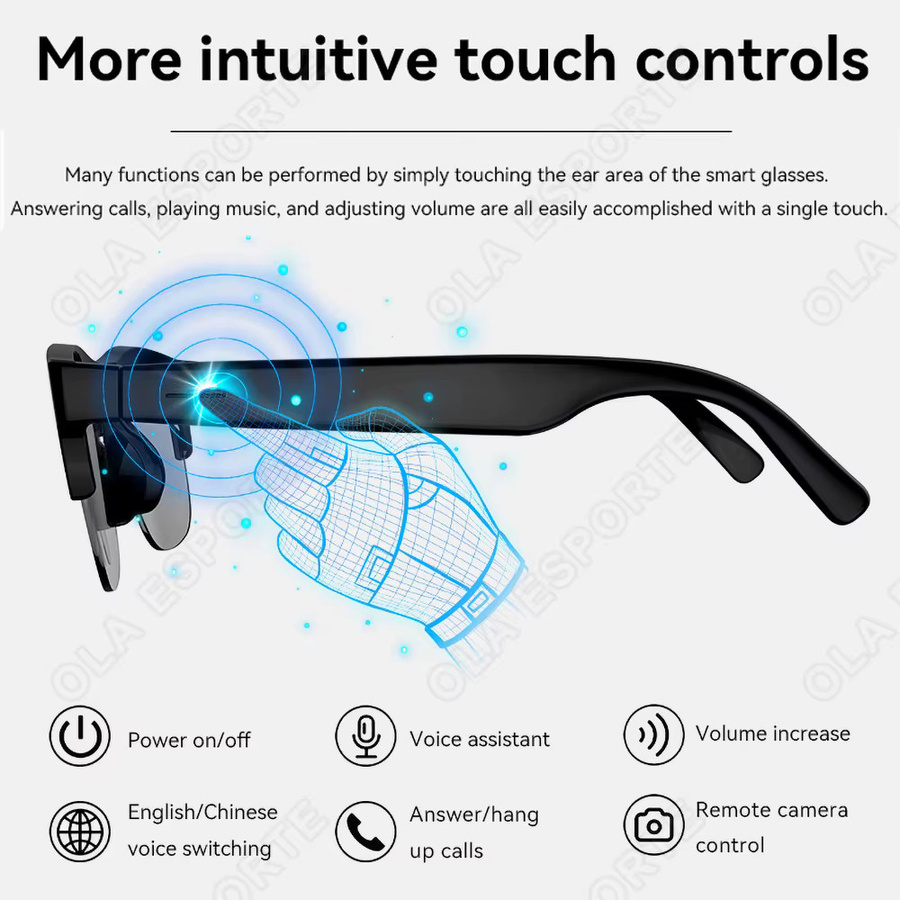 Ola Esporte Smartglasses, Vollrand, Kunststoff, black, Unisex - Bild 5