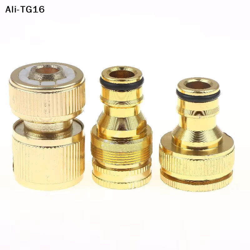 JETTING 2-teiliges Aluminium-Schlauchverbinder-Set in Gold mit 4/6'' Wasserhahn-Anschluss und Schnellkupplung für Gartenschläuche - Bild 1