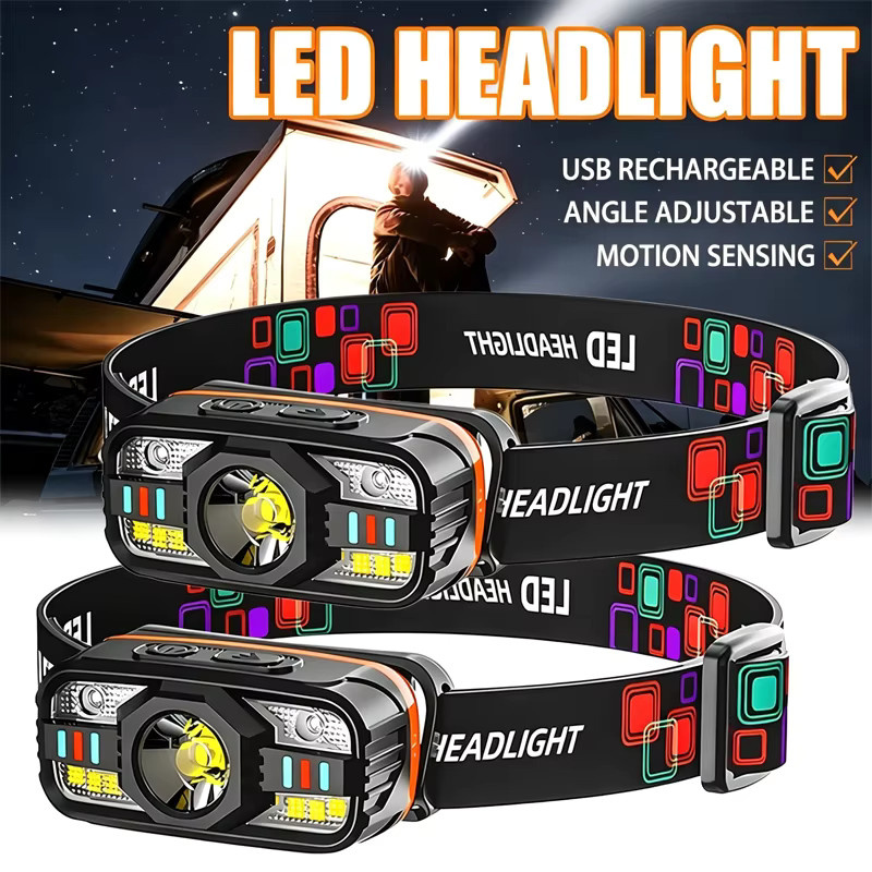Heinast USB wiederaufladbare LED-Stirnlampe in Schwarz mit 6 Beleuchtungsmodi für Outdoor und Camping - Bild 6
