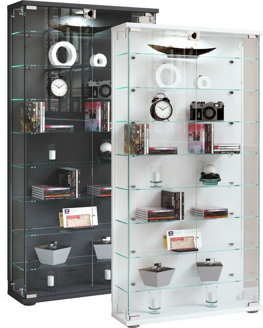 VCM Glasvitrine Stelas L als stehende Vitrine mit ESG-Sicherheitsglas und verstellbaren Fachböden, H x B x T: 114 x 59 x 17 cm - Bild 1