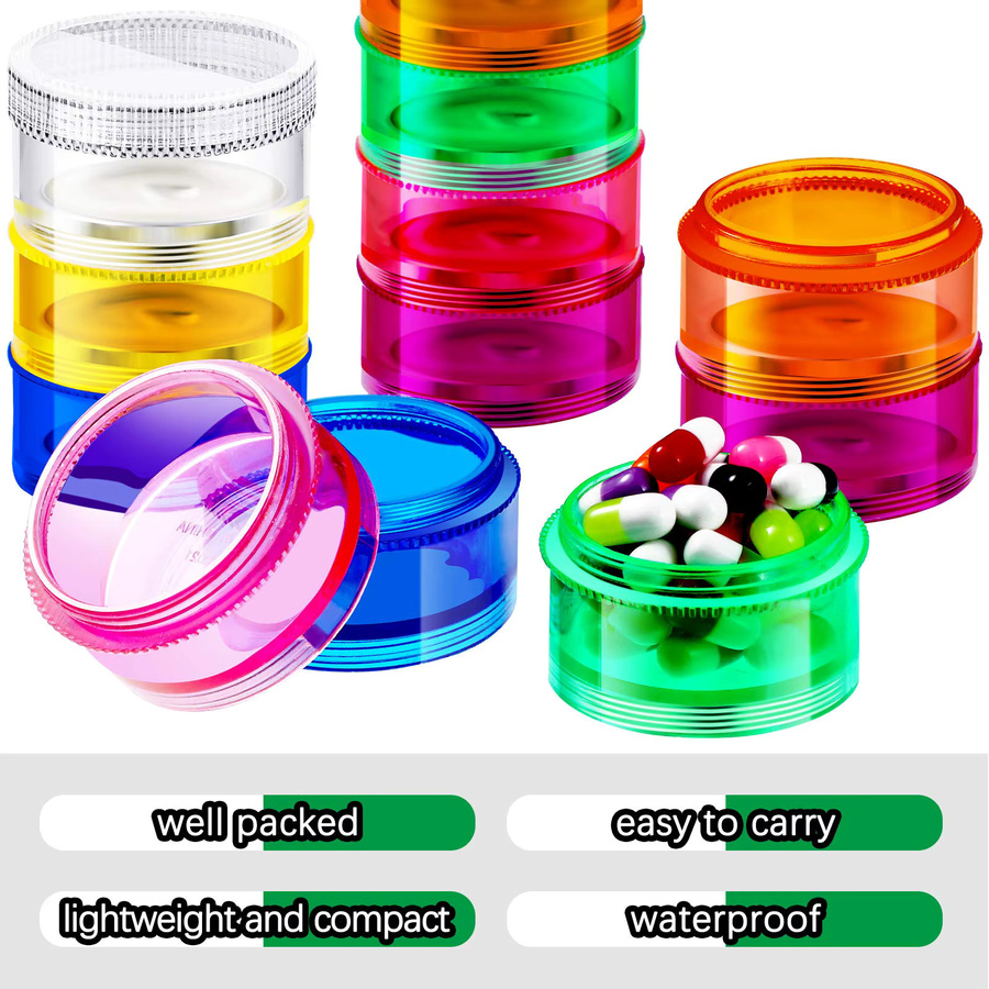 Untior Regenbogen Pillen-Organizer für 7 Tage, stapelbare Medikamentenbox in Multicolour, wöchentlicher Medikamentenplaner und Reisebehälter, Höhe: 13,6 cm, Breite: 4,0 cm - Bild 2