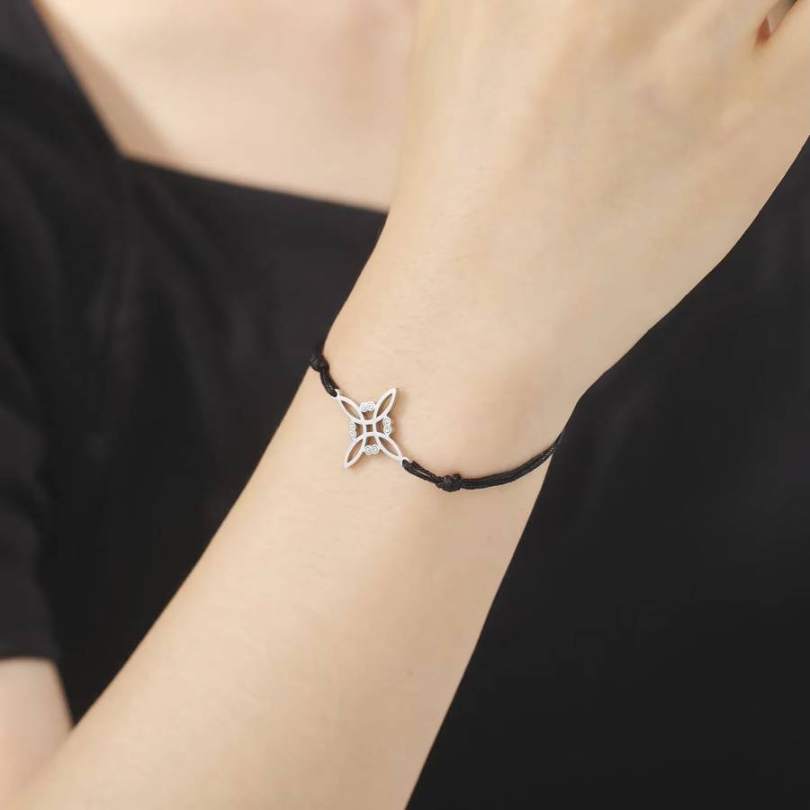 Cazador Hexenknoten-Armband, Edelstahl, Wachsschnur, Damen, rot, schwarz - Bild 1