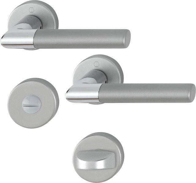 Hoppe Rosetten Garnitur Lecce für WC in Silber Matt aus Aluminium und Stahl - Bild 1