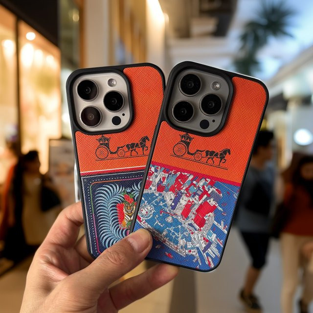 VNTK Luxuriöse Vintage-Kutsche Handyhülle aus PU-Leder für iPhone 17 16 15 14 13 12 11 Pro Max in Orange - Bild 1
