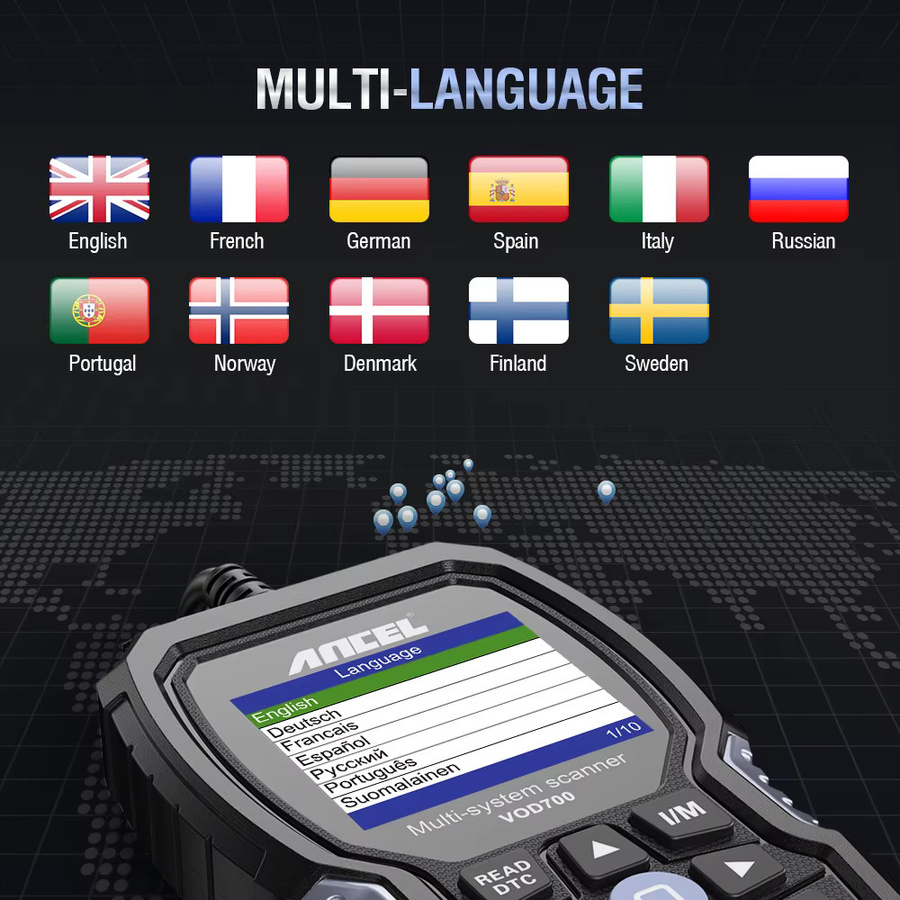 ANCEL VOD700 OBD2 Scanner Diagnosegerät für Volvo in Schwarz mit ABS, Injektor, Öl, ETC, BMS, EPB, TPMS und DPF Reset Funktionen - Bild 5