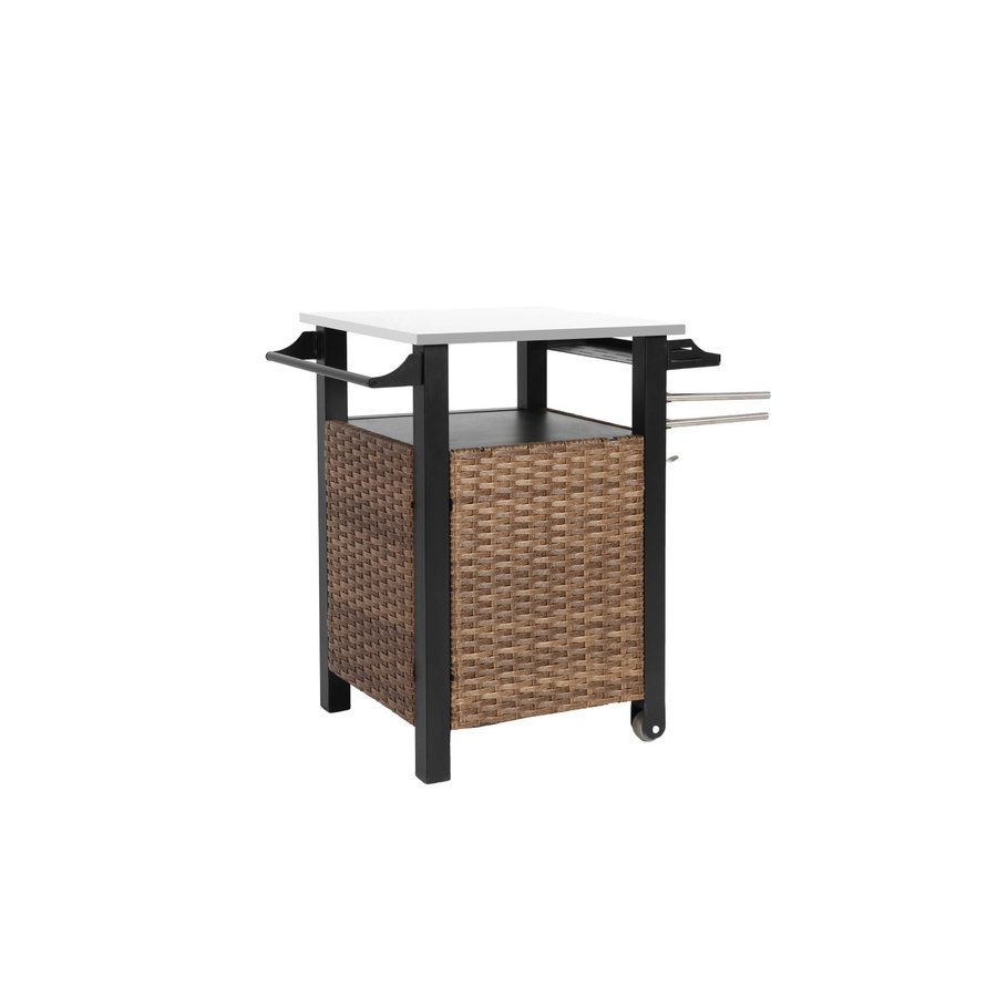 okwish Bartisch mit Rollfunktion und Stauraum für Garten und Terrasse, Braun, B/T/H: 76 x 57 x 85 cm - Bild 2