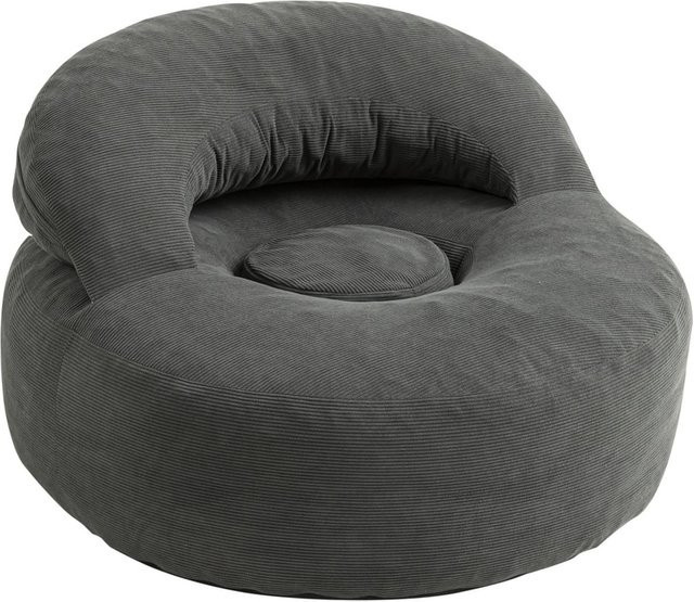 SoBuy Lounge-Sessel mit Liegefunktion und Ottoman, moderner Ohrensessel in Grau, B/T/H: 110 x 125 x 65 cm - Bild 1