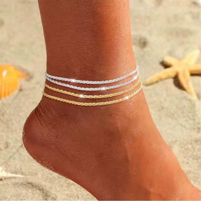 RUIYI Fußkettchen, 14 Karat Gold, versilbert, Edelstahl, Damen - Bild 1