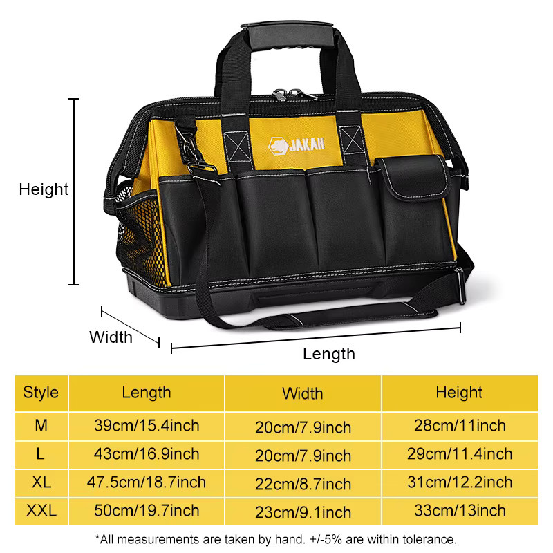 JAKAH Multifunktionale Werkzeugtasche JK-168 aus wasserdichtem 1680D Oxford-Stoff in Schwarz - Bild 6