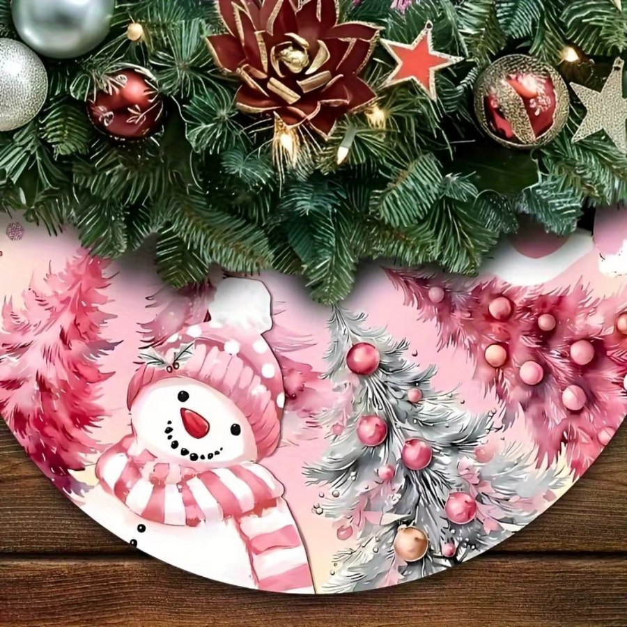 VIKAMA Weihnachtsbaum-Kleidung für Erwachsene in Rosa mit Schneemann- und Weihnachtsmann-Motiven zur Heimdekoration - Bild 3