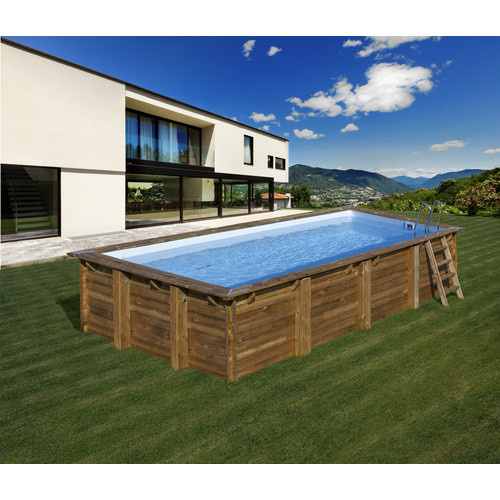 GRE Rechteckpool Evora oval in Braun B/L/H: 420 x 620 x 133 cm - Bild 3