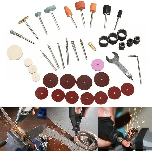 FNICEL 40-teiliges Rotationswerkzeug-Zubehörset in Multicolour für elektrische Schleifmaschinen mit Bohrer-Aufsätzen zum Schleifen, Polieren und Entgraten von Metall und Schmuck - Bild 1