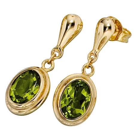 Colfem Ohrhänger 585 Gelbgold, Peridot, Unisex - Bild 1