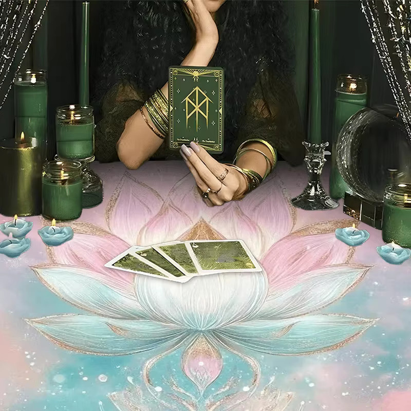 VIKAMA Lotus Tischdecke im Boho-Stil mit Sternen und Totem-Motiven, mehrfarbig, quadratisch - Bild 2