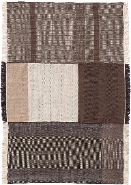 Nanimarquina Tres Outdoor Teppich mit Streifenmuster in Braun aus UV-beständigem Polyester für Garten, Terrasse und Balkon - Bild 1