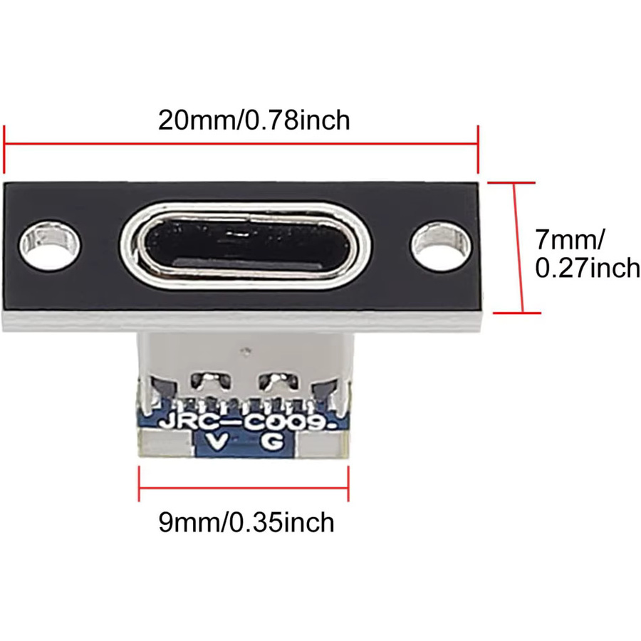 AOKIN 10er Set USB-C 3.1 Buchsen mit Befestigungsplatte in Schwarz, 2/4 Pin Ladeport - Bild 2