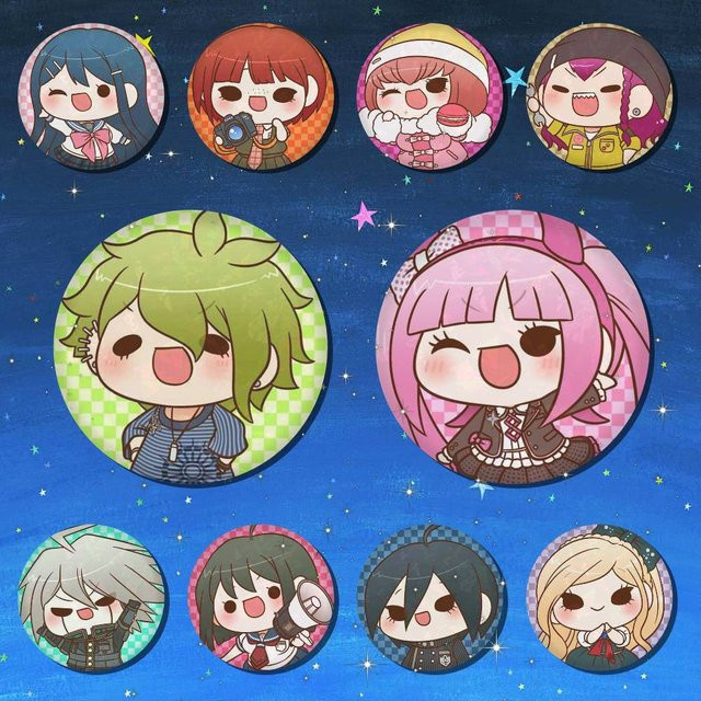 Danganronpa Chibi-Anstecknadeln aus Metall, runde Manga-Broschen in Multicolor für Rucksäcke und Kleidung - Bild 1