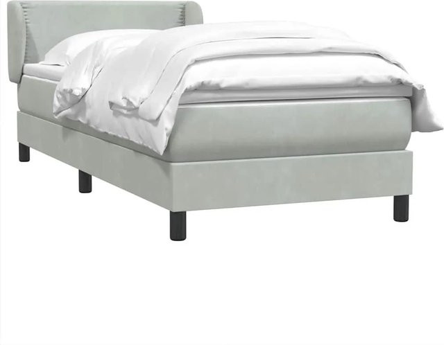 vidaXL Boxspringbett mit Matratze Hellgrau aus Samt, B/T/H: 80 x 220 x 103 cm - Bild 1