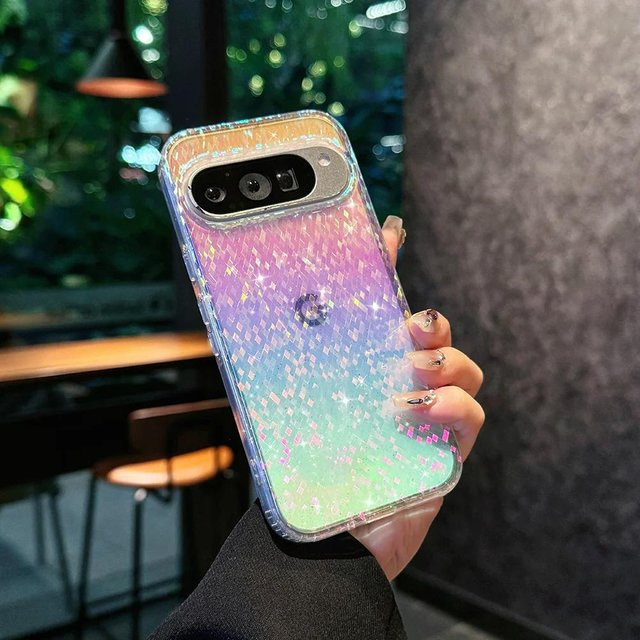 INS Glitzer Bling Diamant Gitter Farbverlauf Magnetische MagSafe Hülle für Google Pixel 10 Pro XL 9 Pro 9A in Multicolour - Bild 1