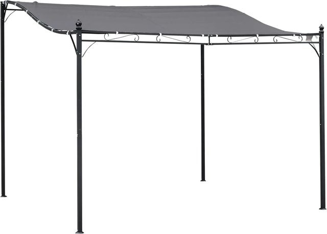 Outsunny Gartenpavillon modern mit geschwungenem Dach aus Metall und Polyester in Grau, B/T: 297 x 297 cm - Bild 1