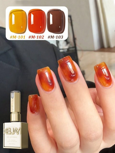 XEIJAYI Nagelgel Set, Bernstein orange, Glänzend, 3x 15 ml - Bild 1