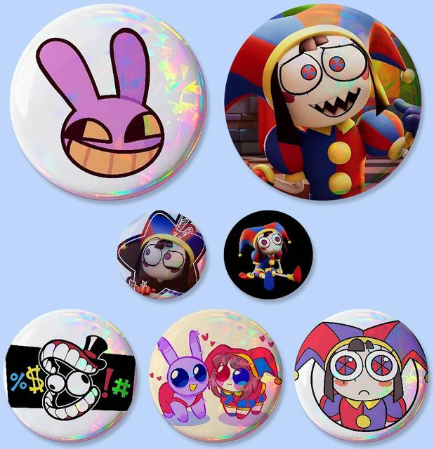 Digital Circus Abzeichen, Runde Cosplay-Pins, Bunt / Mehrfarbig, Metall - Bild 1