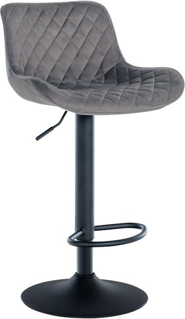 DELUKE Barhocker POVAN in Dunkelgrau, moderner Samt-Barstuhl mit Lehne und 360 Grad Drehsitz, B/T/H: 48 x 54 x 81 cm - Bild 1