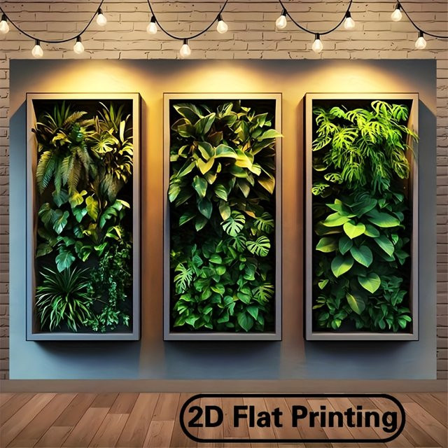 Zweidimensionales Polyester-Partybanner mit grünem Pflanzenmotiv und Holzrahmen für Outdoor-Aktivitäten und Festivals, mehrfarbig - Bild 1