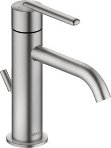Duravit Waschtisch-Einhebelmischer Fresh und Flow in Silber mit Pop-up-Abfluss und gebürstetem Stahl-Finish - Bild 1