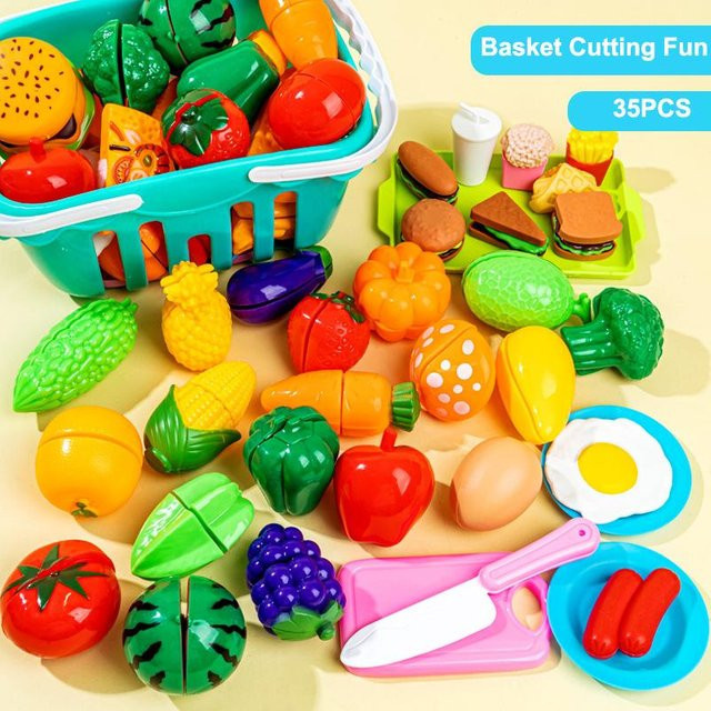 Linyi toy car Simulation Kinderküche Lebensmittel Schneidespielzeug Set, 35-teiliges Set, ab 3 Jahren - Bild 1