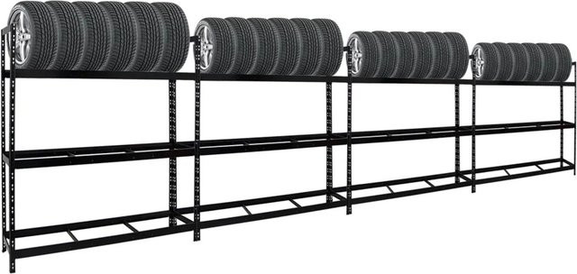 PROREGAL Reifenregal Tiger XL Schwarz H x B x T: 200 x 180 x 45 cm für bis zu 84 Reifen - Bild 1