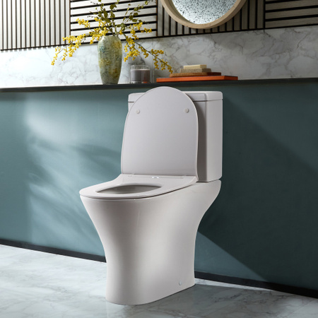 Marbury Stand-WC aus Keramik mit aufgesetztem Spülkasten, Spülknopf und WC-Sitz mit Absenkautomatik, Farbe: Weiß, B/T/H: 37,0 x 61,5 x 79,0 cm