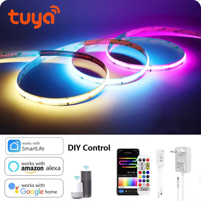 CHNAITEKE RGBIC COB LED-Lichtleiste DC12V, Multicolour, Tuya WIFI APP-Steuerung für Alexa und Google Assistant, adressierbare WS2811 Dekoration für Spielzimmer und Kinderzimmer - Bild 1