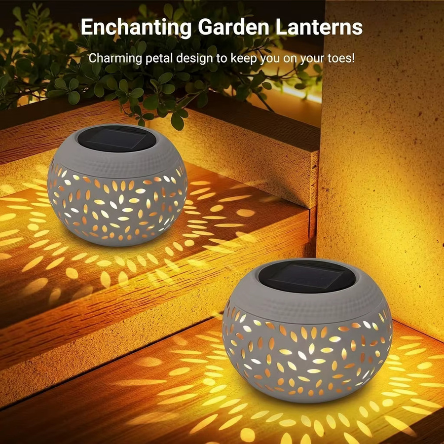 Leclstar Solar-Tischleuchte aus Metall für den Außenbereich, wasserdichte Gartenlaterne in Weiß oder Schwarz mit warmweißem Licht für Terrasse und Garten - Bild 5