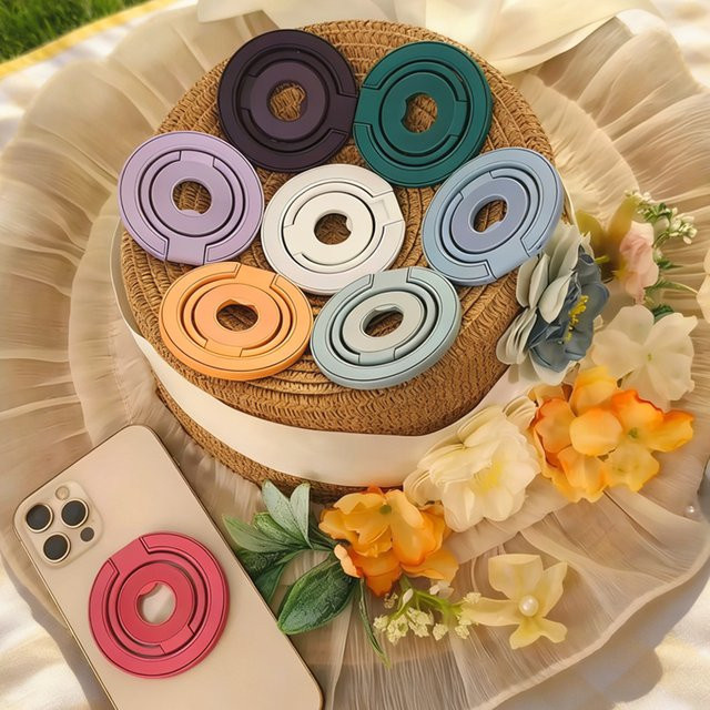 QGhappy Magnetische Handyhalterung für MagSafe mit 360 Grad Drehung, Starker Magnet-Fingerring und Klappständer in Gelb, kompatibel mit iPhone 17 16 Pro und iOS - Bild 1