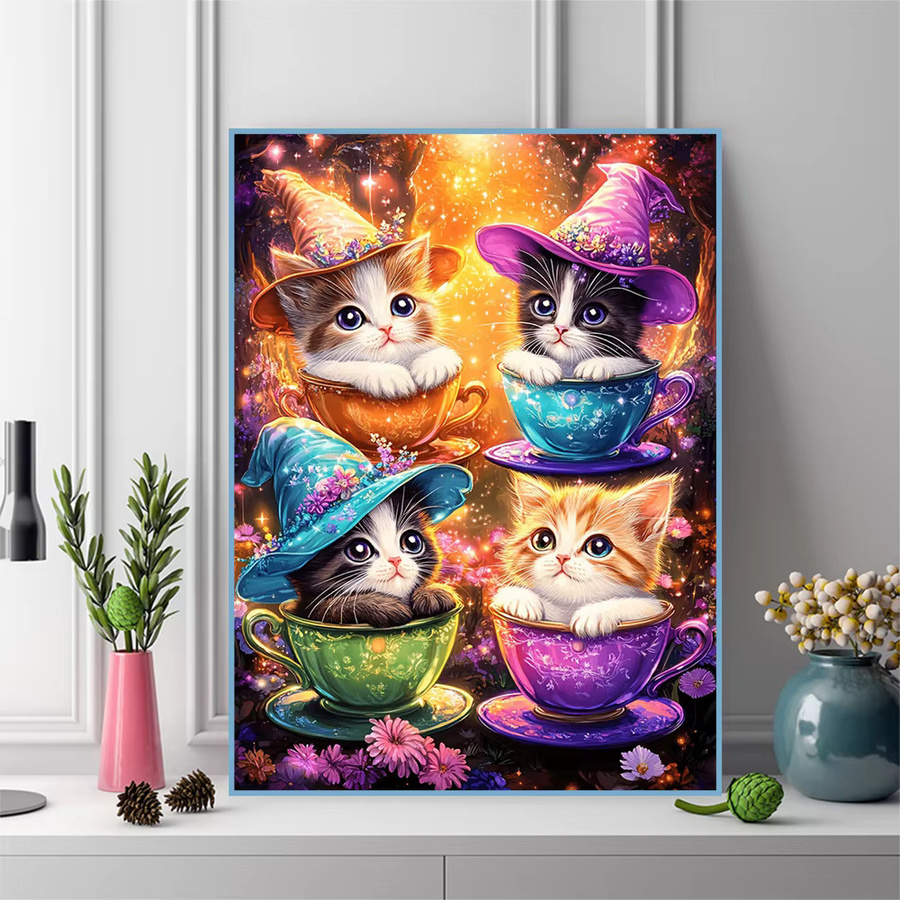 Evershine Diamant-Mosaik Set Katze und Teetasse in Multicolor für Anfänger und Kinder - Bild 3