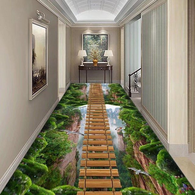 JGJG 3D Läuferteppich mit Gras- und Steinoptik, modern und abstrakt, mehrfarbig, B: 160 cm, L: 200 cm - Bild 1